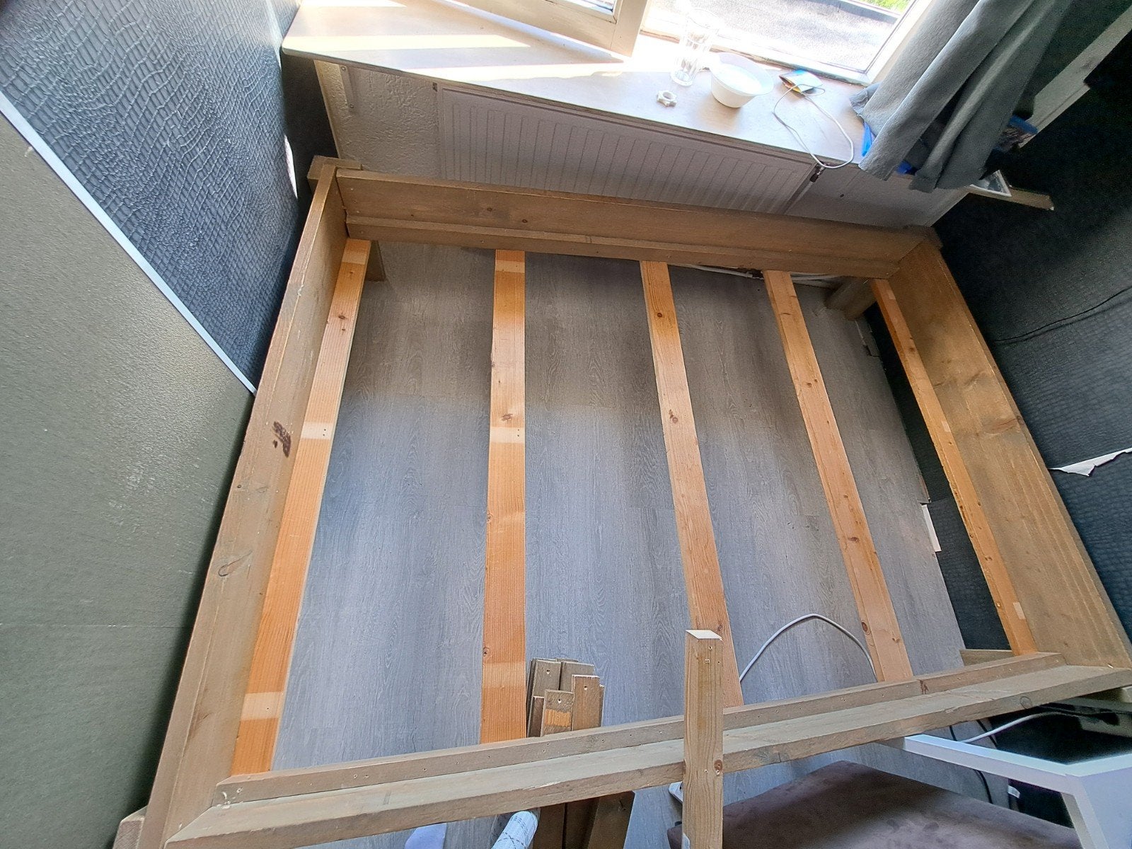 steigerhouten bedframe, Huis en Inrichting, Steigerhout, Twijfelaar, 200 cm, Groen