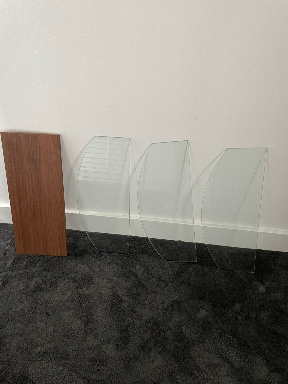 Houten plank en glazen platen, Ophalen, Gebruikt