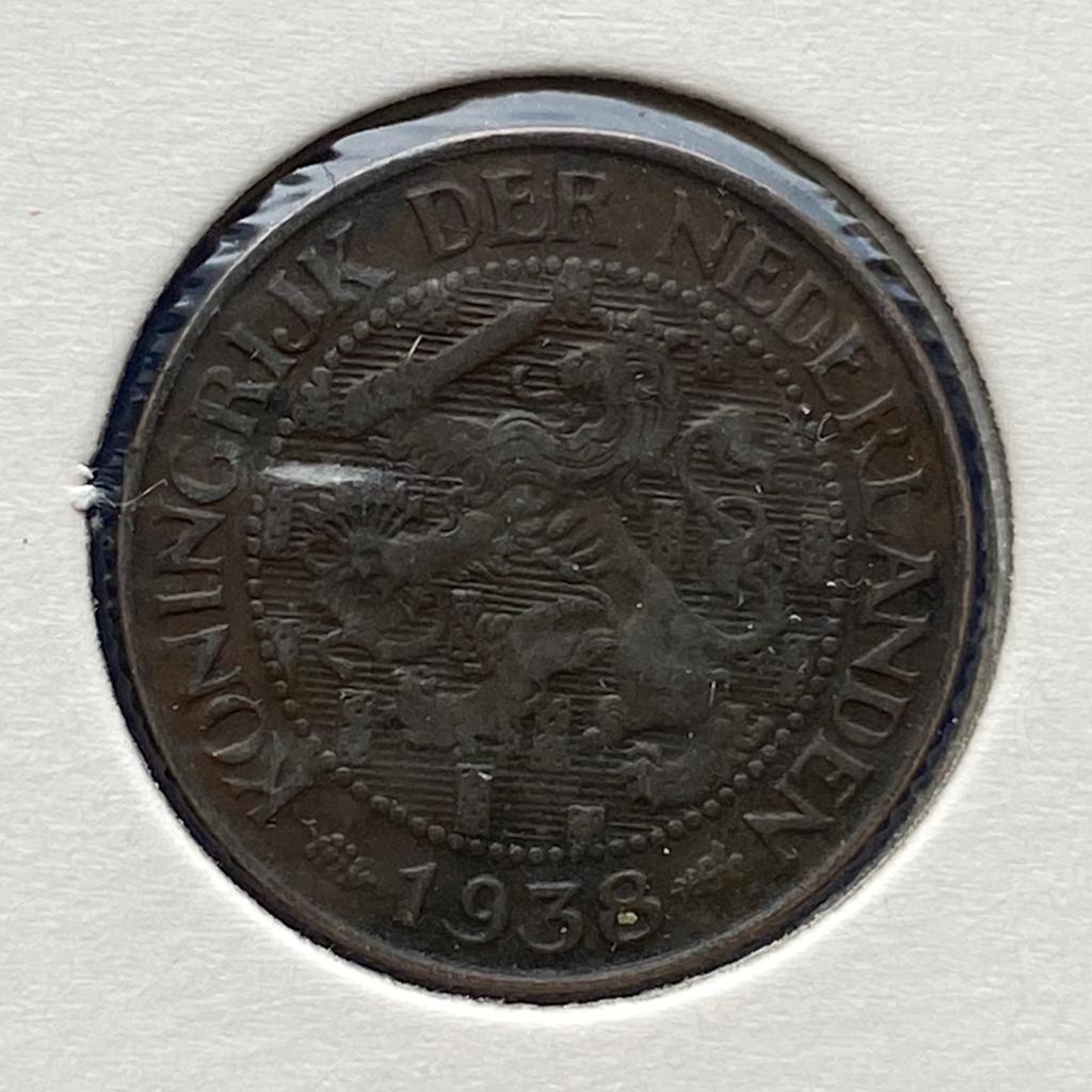 1 Cent uit 1938 van Wilhelmina, Postzegels en Munten, Munten | Nederland, Verzenden, Koningin Wilhelmina, 1 cent, Losse munt