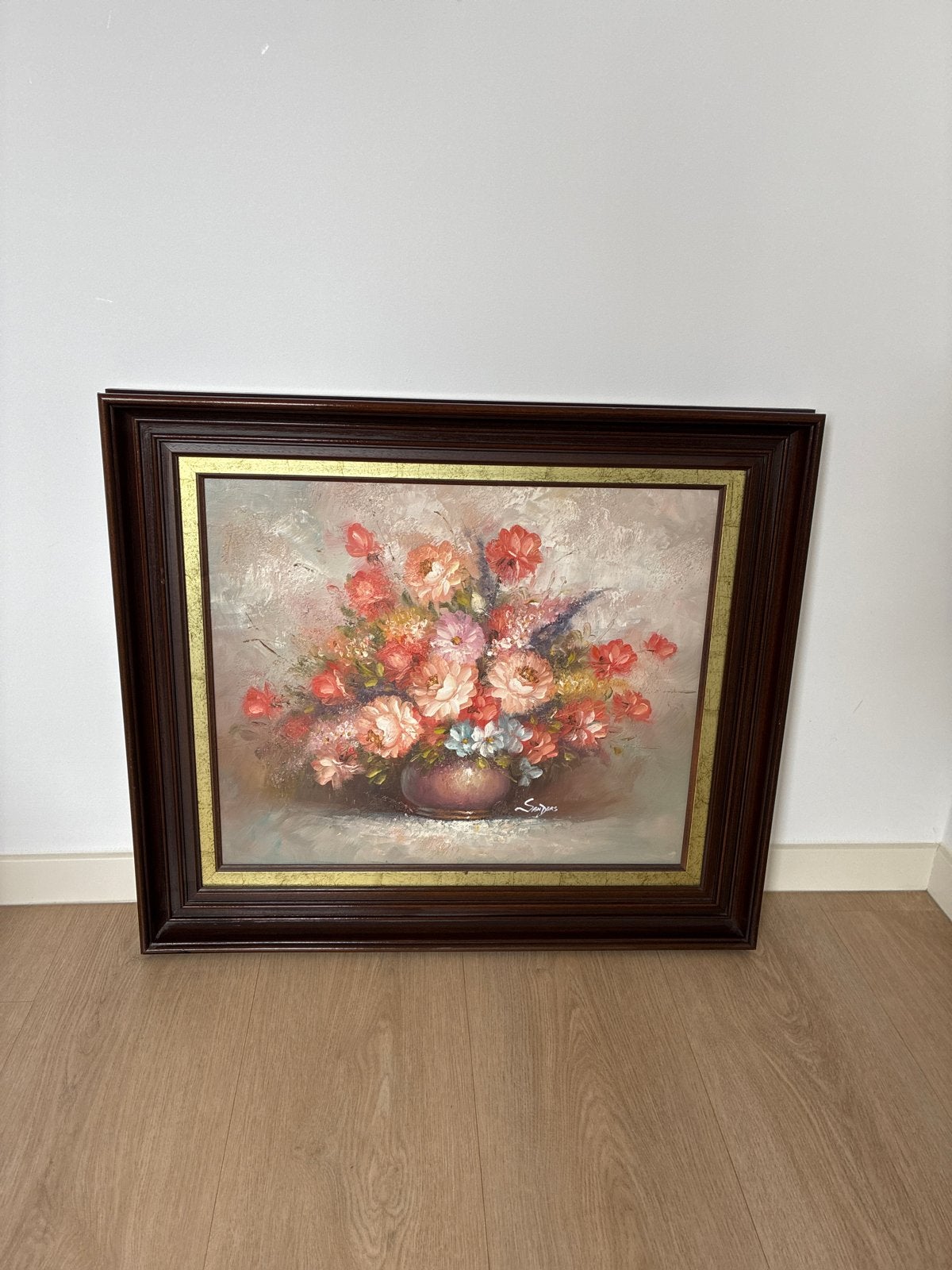 Prachtig schilderij van Edmond Sanders - Bloemenstilleven, Ophalen