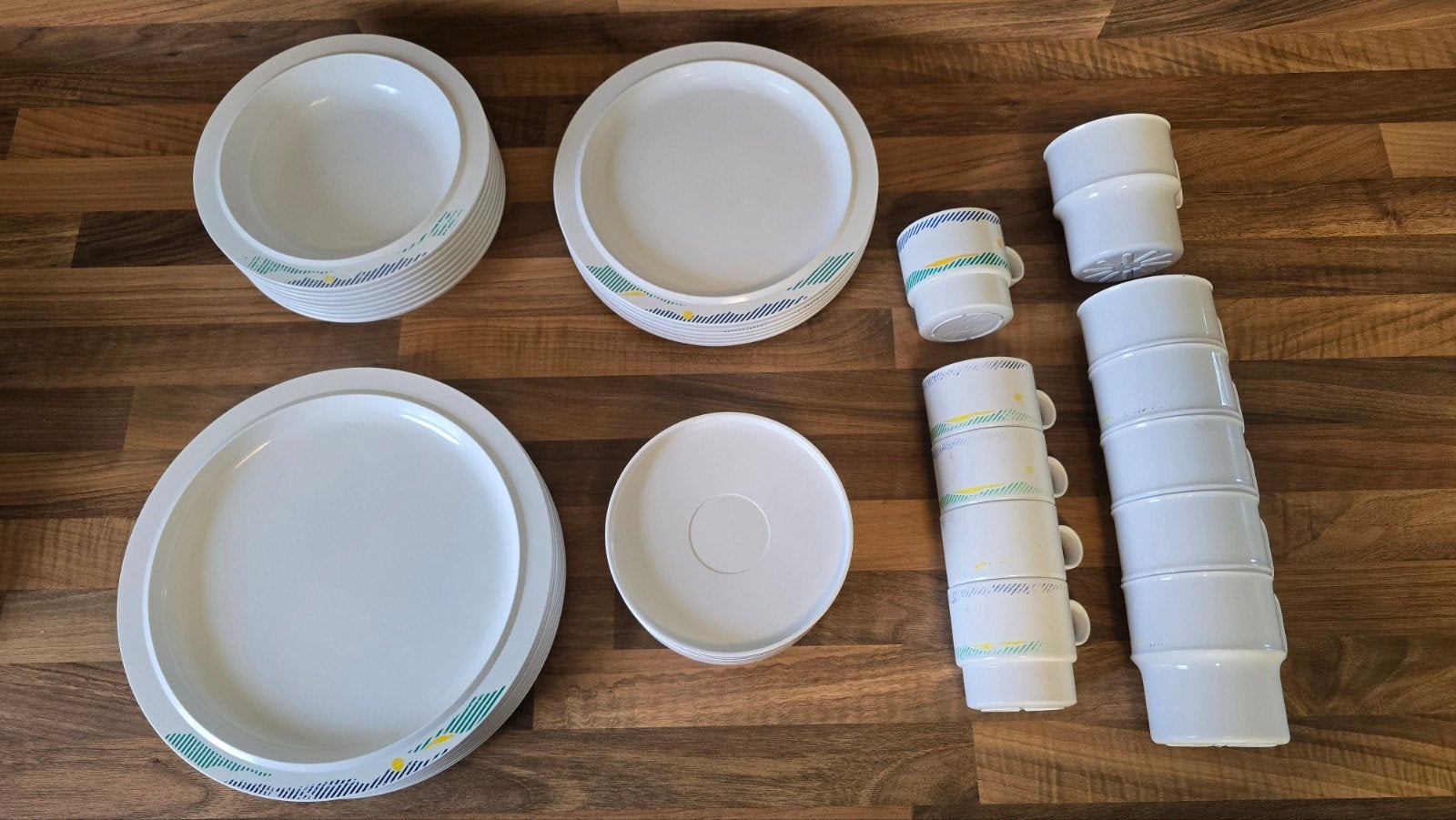 Vintage Mepal Rosti Campingservies Set 39-delig -80ies retro, Ophalen of Verzenden, Gebruikt