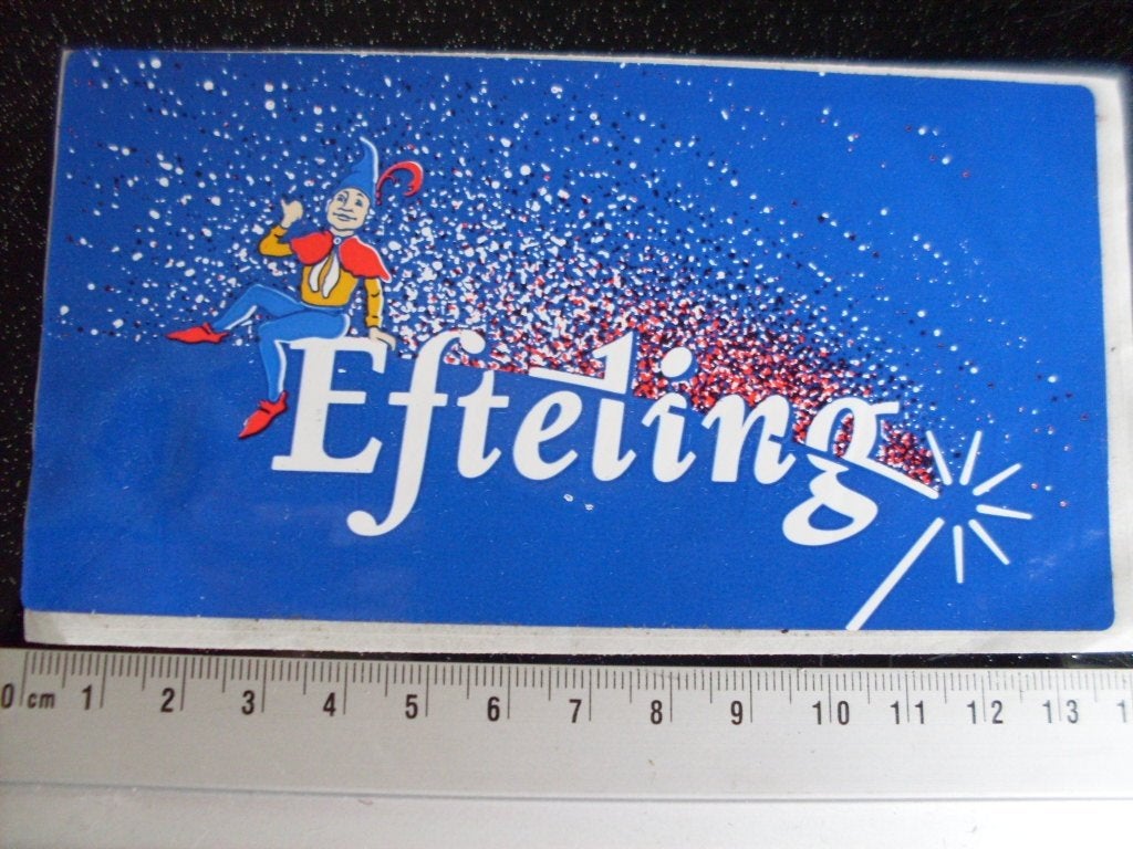 sticker Efteling logo nar joker kabouter vintage, Verzamelen, Stickers, Verzenden, Zo goed als nieuw, Bedrijf of Vereniging