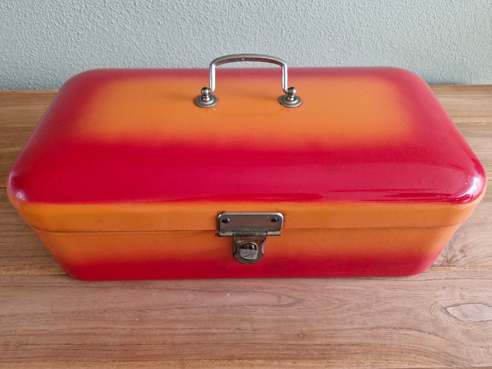 Brabantia Vintage Broodtrommel Rood/Oranje Emaille, Ophalen