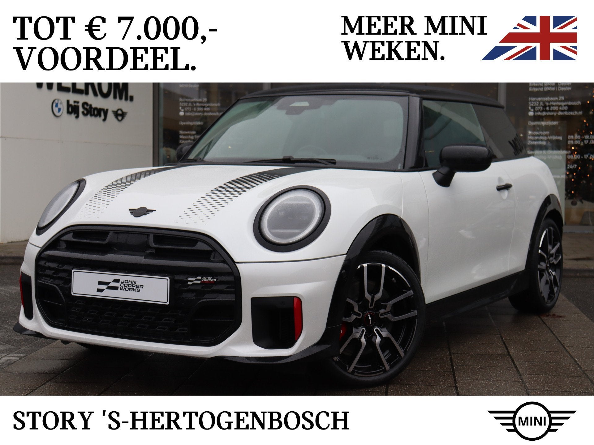 MINI Hatchback John Cooper Works / Pakket M / 18" JCW Lap Sp, Dealer onderhouden, Stof, 258 pk, 4 stoelen