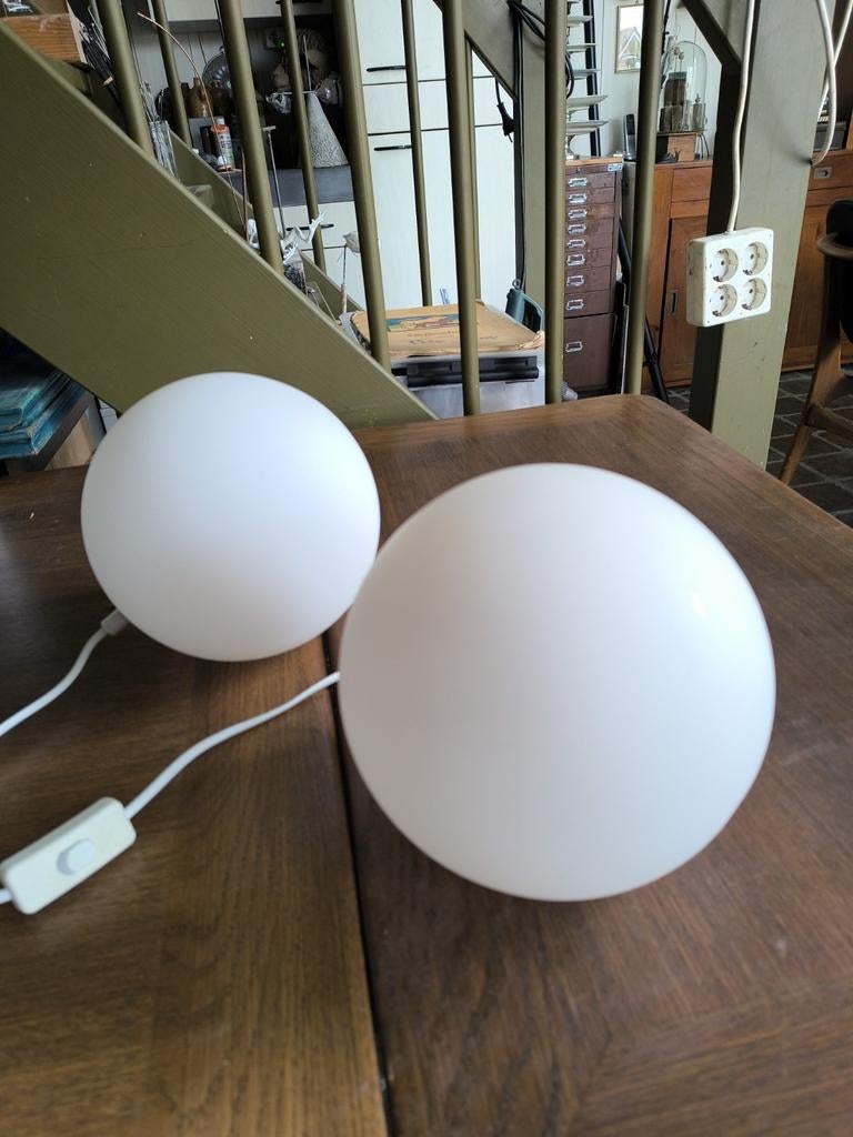 2x Bolvormige Tafellampen - Diffuus Licht - Ø 19 cm, Huis en Inrichting, Ophalen of Verzenden, Gebruikt