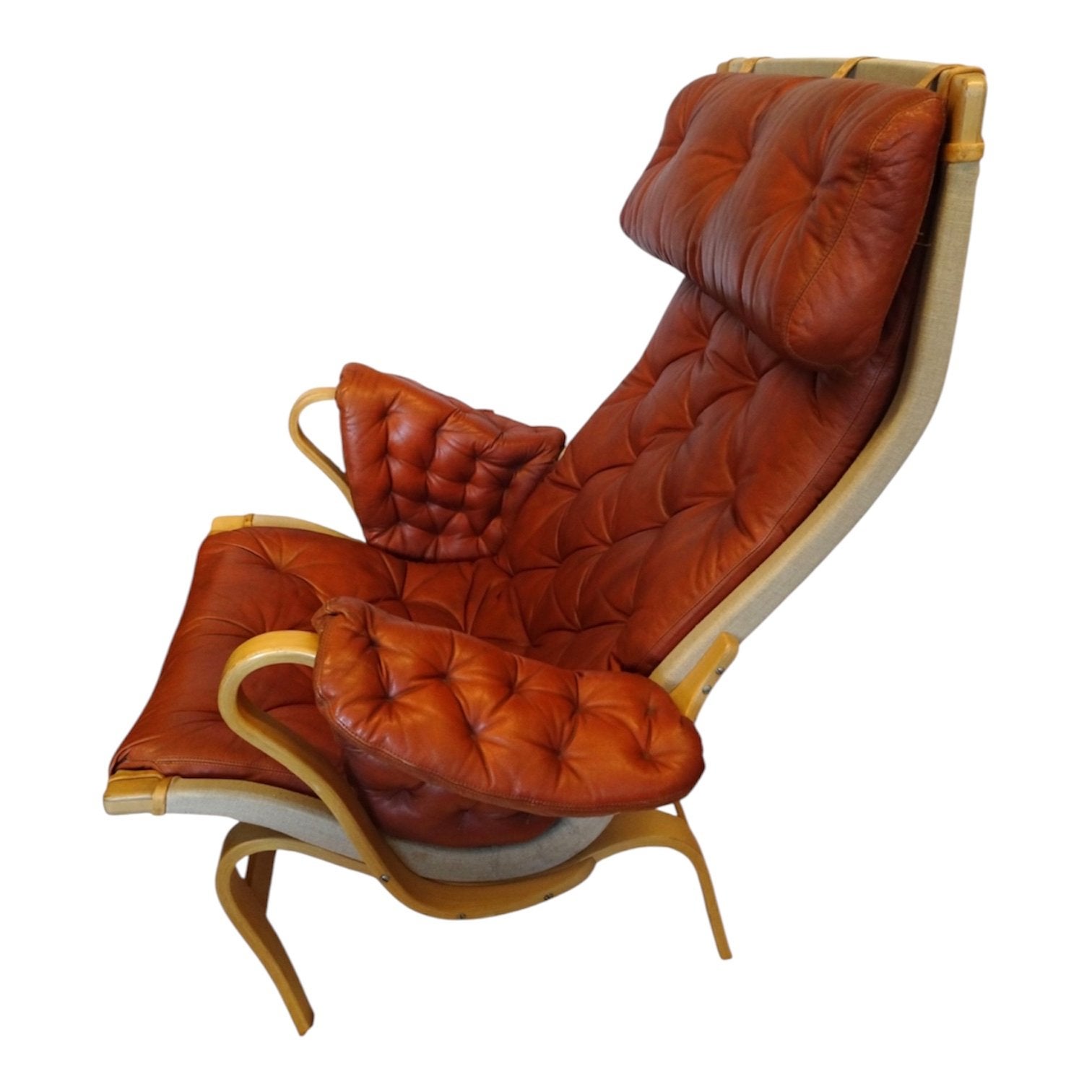 Dux fauteuil met bruin leren bekleding, Gebruikt, Ophalen of Verzenden, Midcentury, Info@gijpsvintage.nl