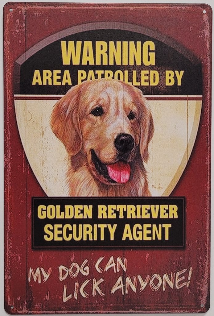 Warning Golden Retriever security reclamebord van metaal, Info@deconoord.nl, Deco Noord, Nieuw, Ophalen of Verzenden