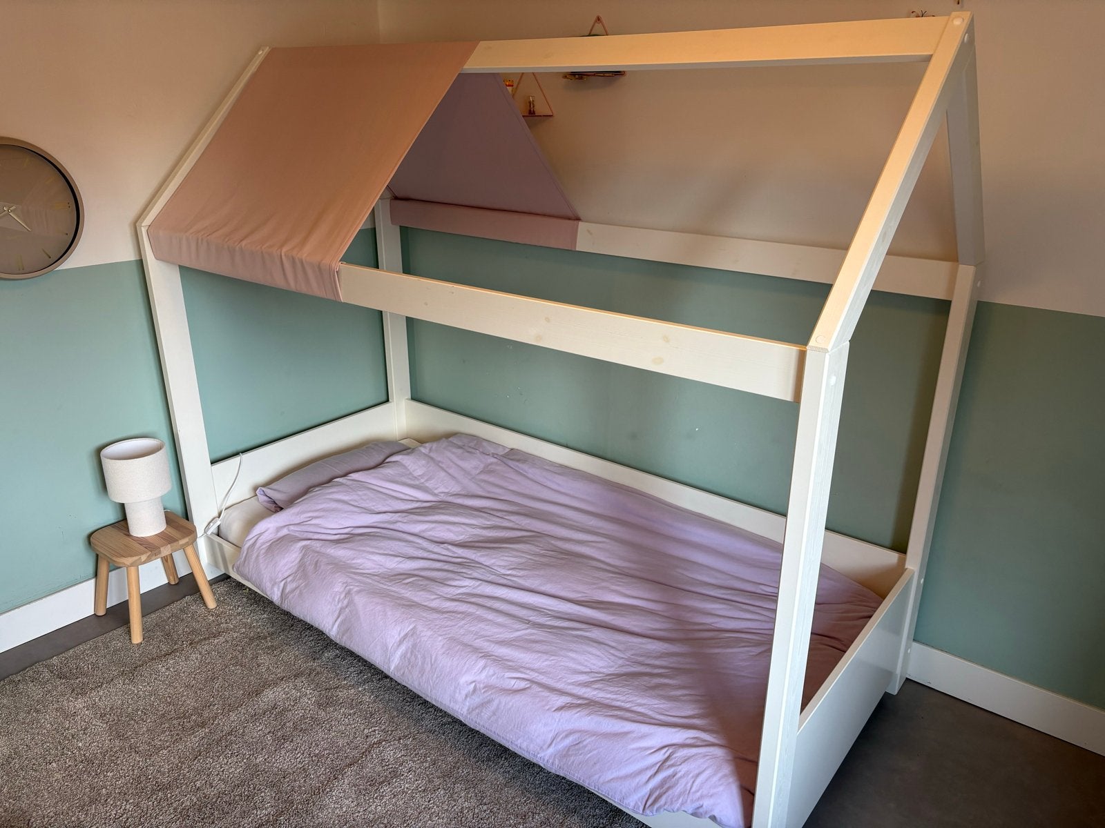 Wit huisjesbed / bedhuisje bed huisje 90x200 met lage instap, Ophalen, 85 tot 100 cm, Gebruikt, Lattenbodem