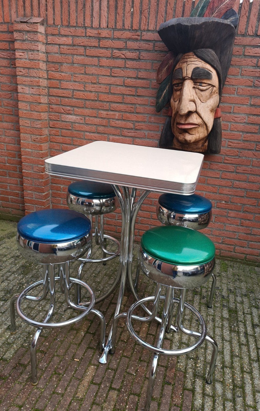 FIFTIES SIXTIES AMERIKAANSE BARKRUKKEN / BEL AIR BARTAFEL, 5 krukken of meer, Ophalen, Zo goed als nieuw, 60 tot 90 cm