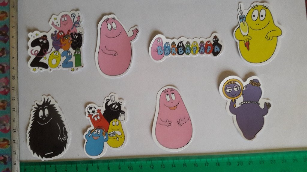 10 pvc auto laptop kliko koelkast stickers Barbapapa set 4, Verzenden