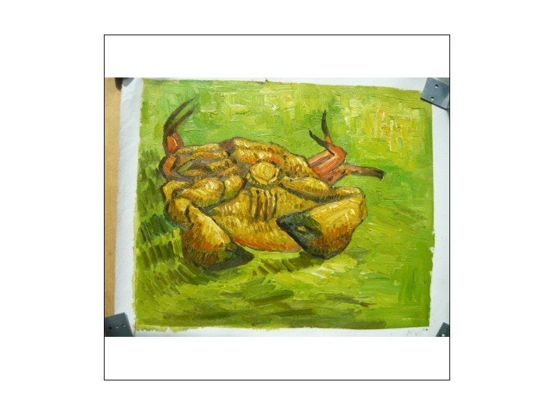OLIEVERF SCHILDERIJ KRAB 42x51 cm Nieuw, Ophalen of Verzenden, Abstract, Handgeschilderd, Dieren