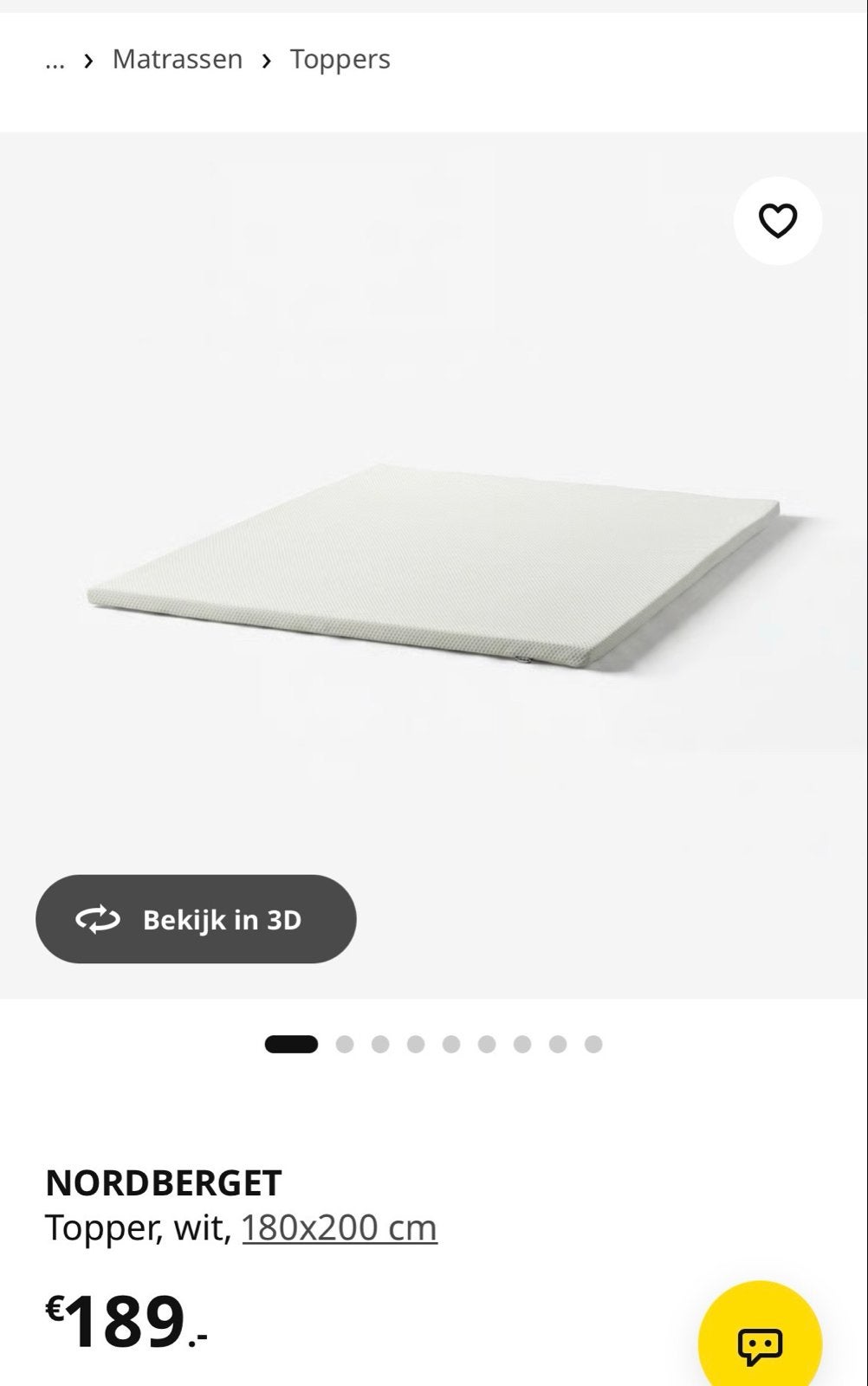 Matras topper 180x200 cm, Huis en Inrichting, Ophalen, Tweepersoons, Zo goed als nieuw, Matras