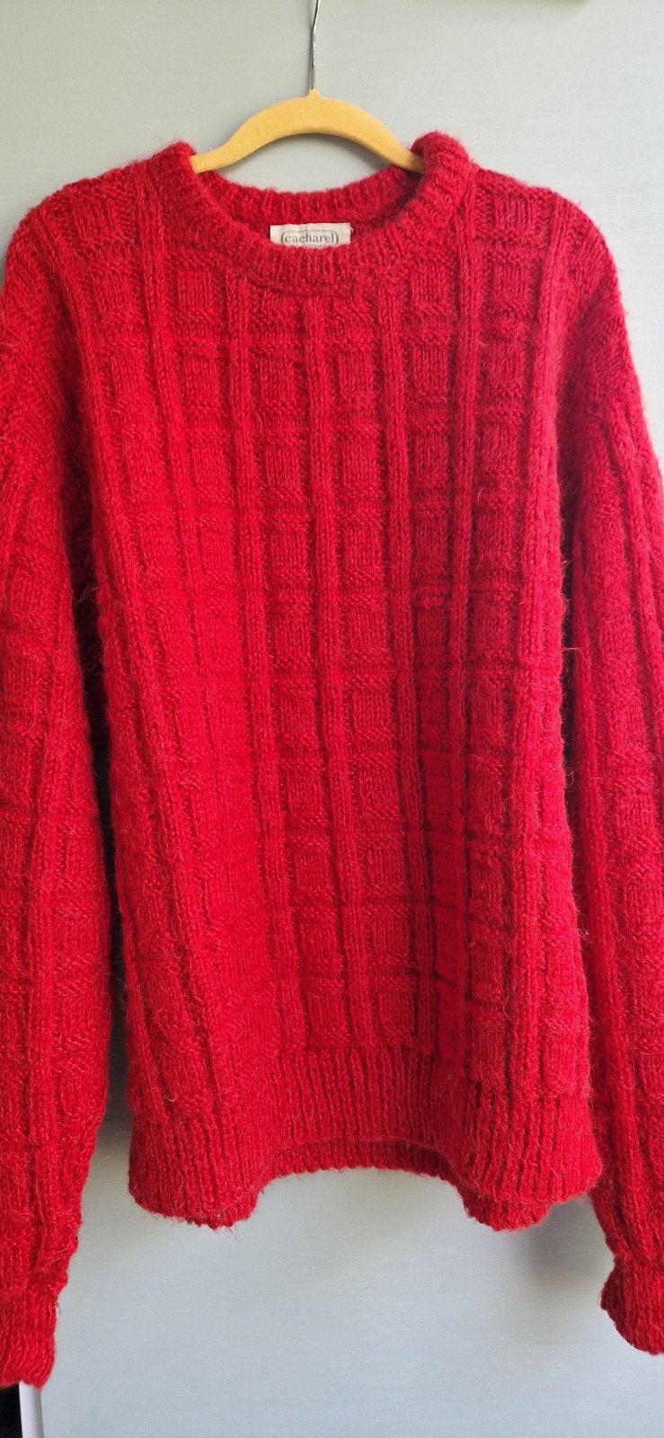 vintage rode wol mix trui Cacharel maat l xl, Kleding | Dames, Ophalen of Verzenden, Zo goed als nieuw, Maat 42/44 (L)