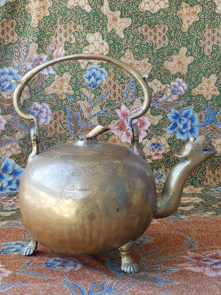 Mooie zware antieke Oosterse theepot van brons 26 cm., Antiek en Kunst, Antiek | Koper en Brons, Ophalen of Verzenden, Brons