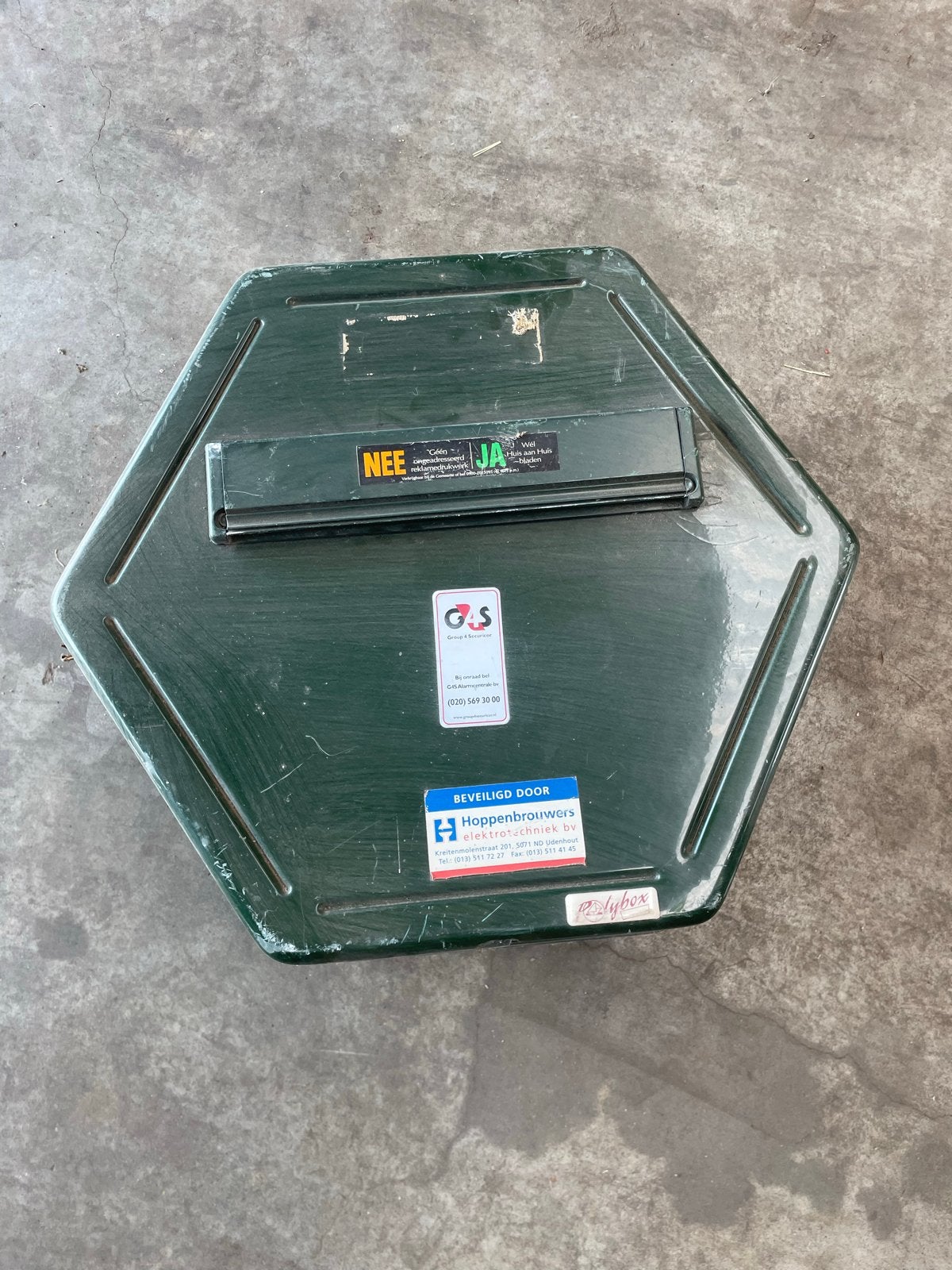 Gebruikte Polybox brievenbus - Zeshoekig, groen, Ophalen, Gebruikt, Kunststof, Staande brievenbus