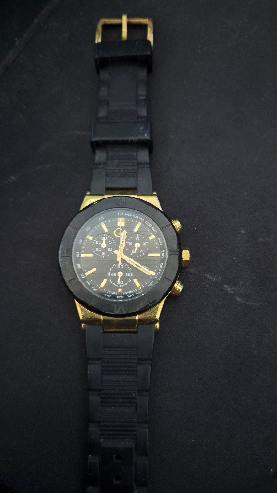 Gc Gents Force Zwart Siliconen Horloge 44mm (Y69005G2MF), Overige merken, Overige materialen, Gebruikt, Polshorloge