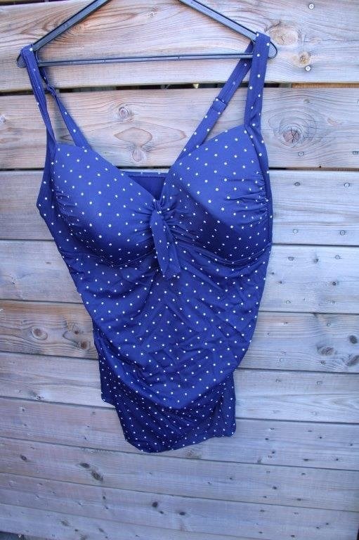 Badpakjurk donkerblauw dot mt 54 E/F cup Vaste prijs, Ophalen of Verzenden, Zo goed als nieuw, Blauw, Lingerie of Zwemkleding