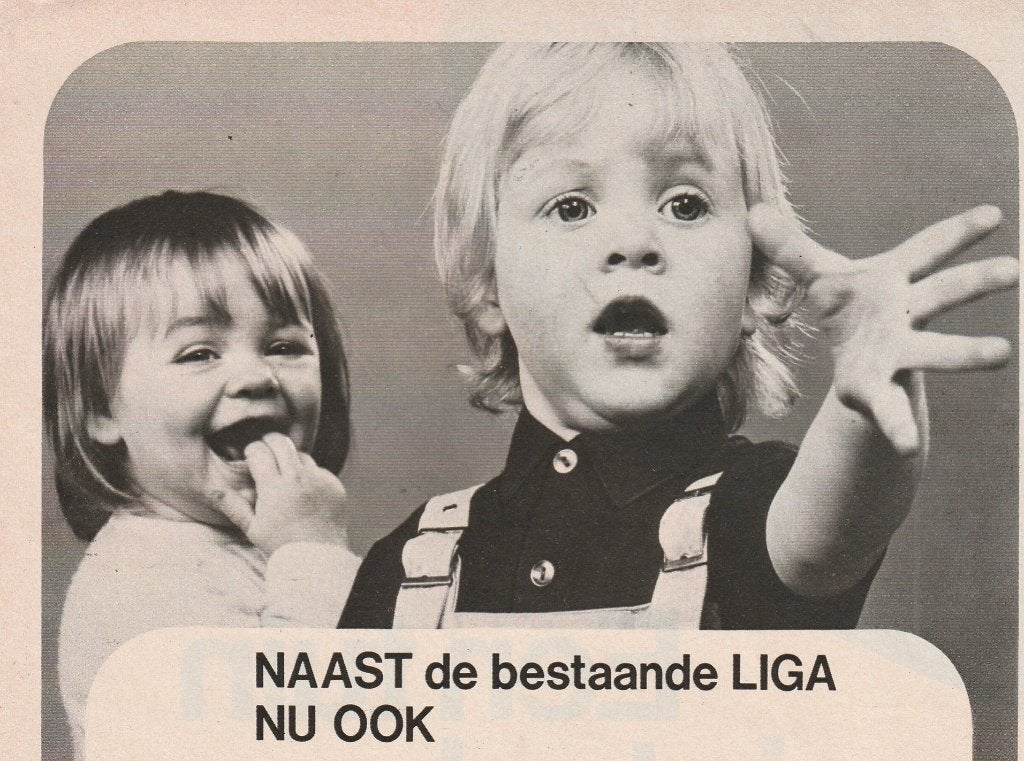 Retro reclame 1972 Liga Bergen op Zoom jongetje junior, Ophalen of Verzenden, Overige typen