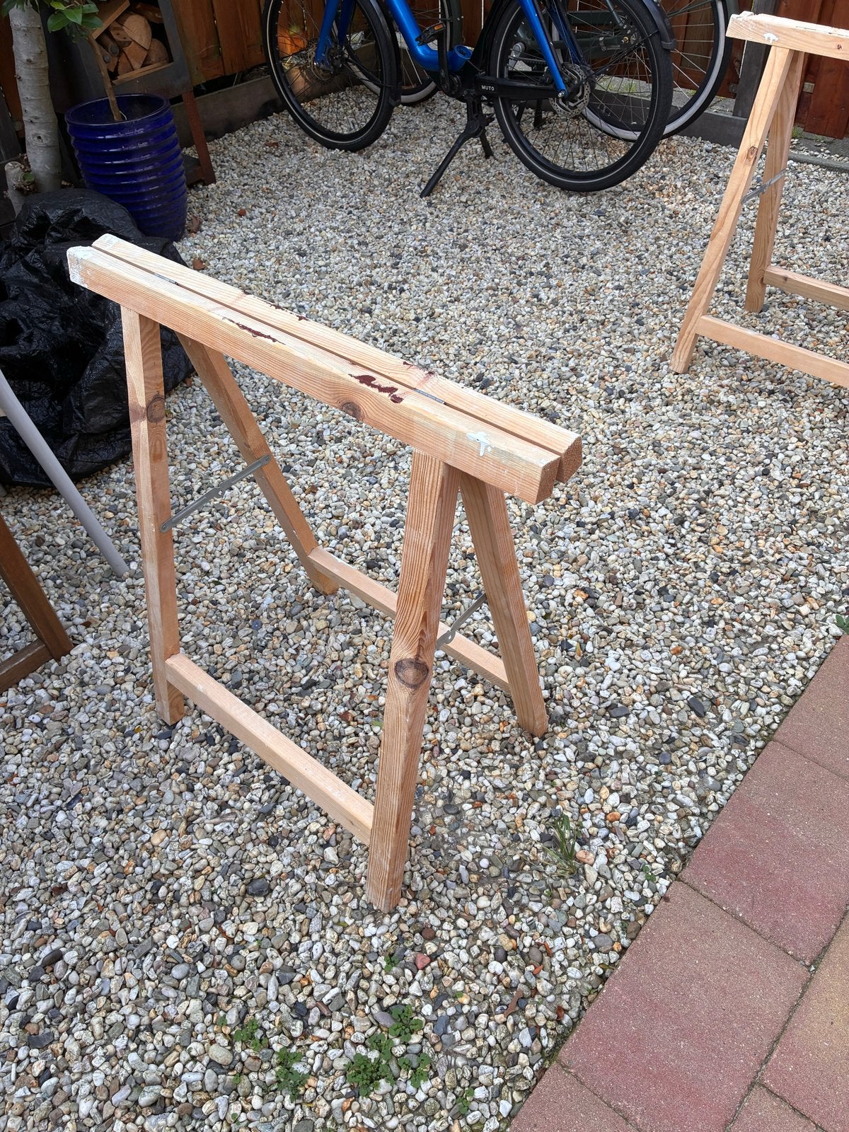Houten schragen - 2 stuks, Ophalen, Gebruikt