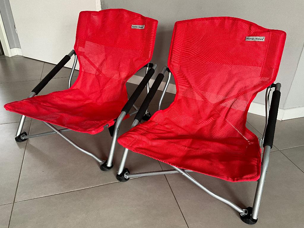 2x Opvouwbare Campingstoelen Human Nature Rood, Caravans en Kamperen, Kampeermeubelen, Ophalen, Zo goed als nieuw, Campingstoel