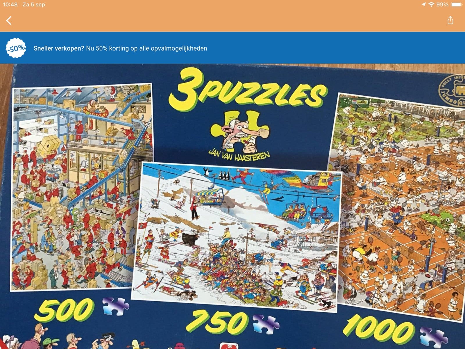 Jan van Haasteren Puzzelbox, Ophalen of Verzenden, 500 t/m 1500 stukjes, Zo goed als nieuw