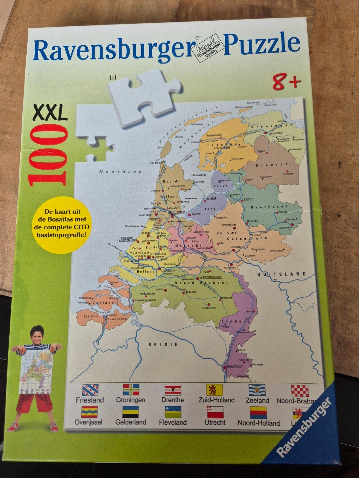 Ravensburger puzzel XXL 100 stukjes Nederlandkaart, Ophalen of Verzenden, Minder dan 500 stukjes, Zo goed als nieuw, Legpuzzel