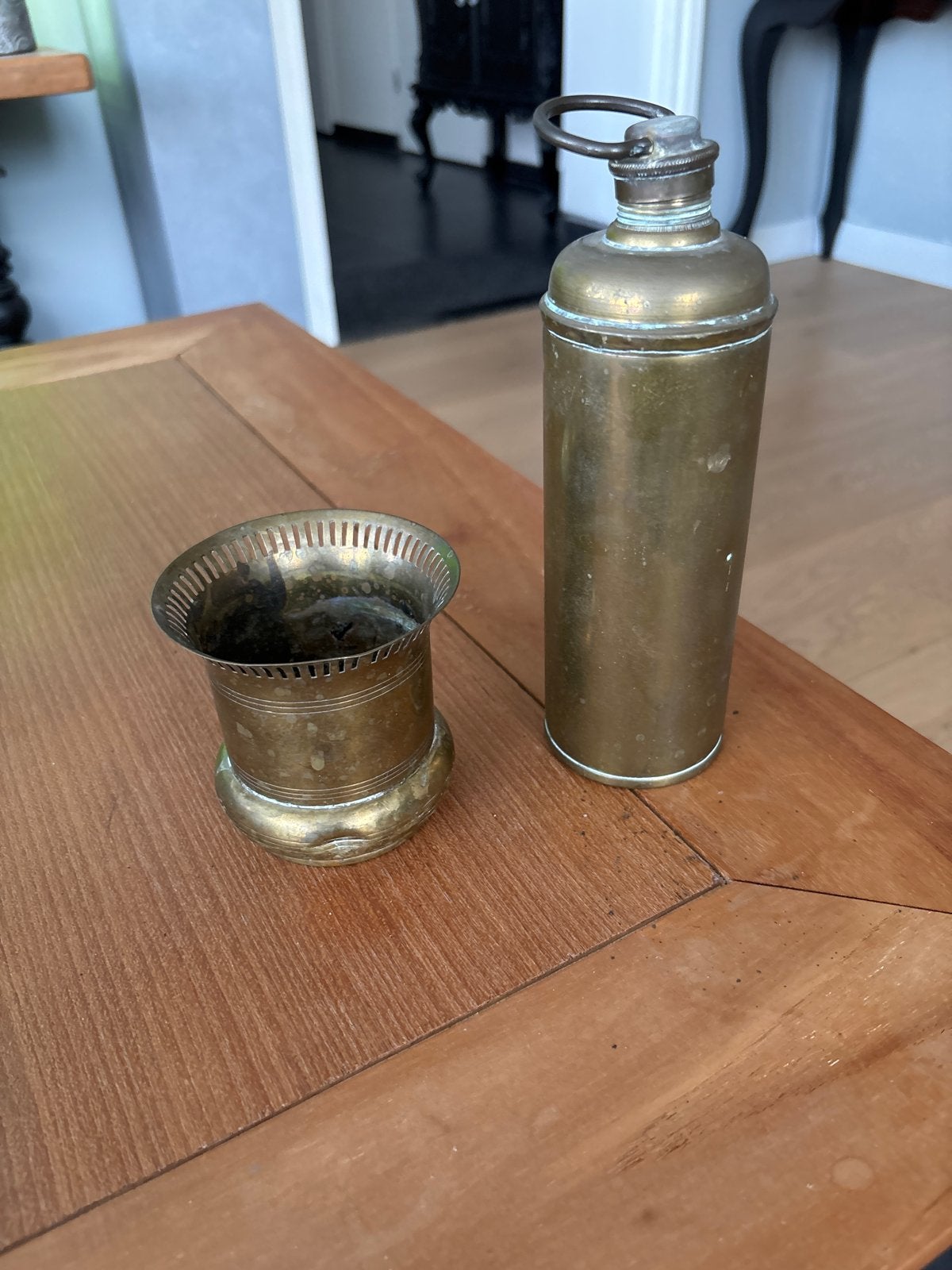Antieke Koperen Fles en Beker - Made in Holland, Antiek en Kunst, Ophalen of Verzenden, Koper