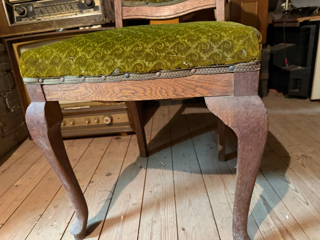 Set van 5 antieke stoelen - Groen fluweel & hout, Ophalen