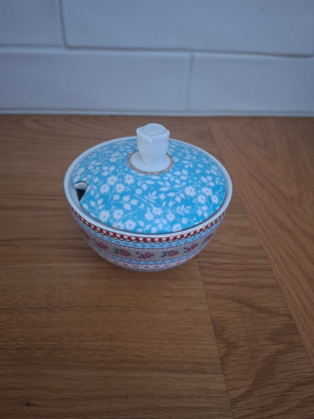 Pip Studio suikerpot - Blauw met bloemmotief, Ophalen, Zo goed als nieuw, Modern, Porselein