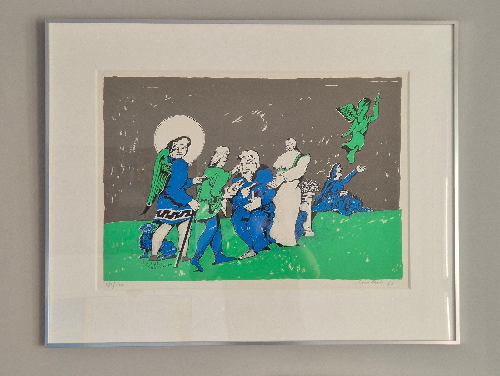 Lucebert - zeefdruk '73 - En hij opende hem de ogen, Ophalen, Dagelijks leven, 1950 - 1999, Ingelijst