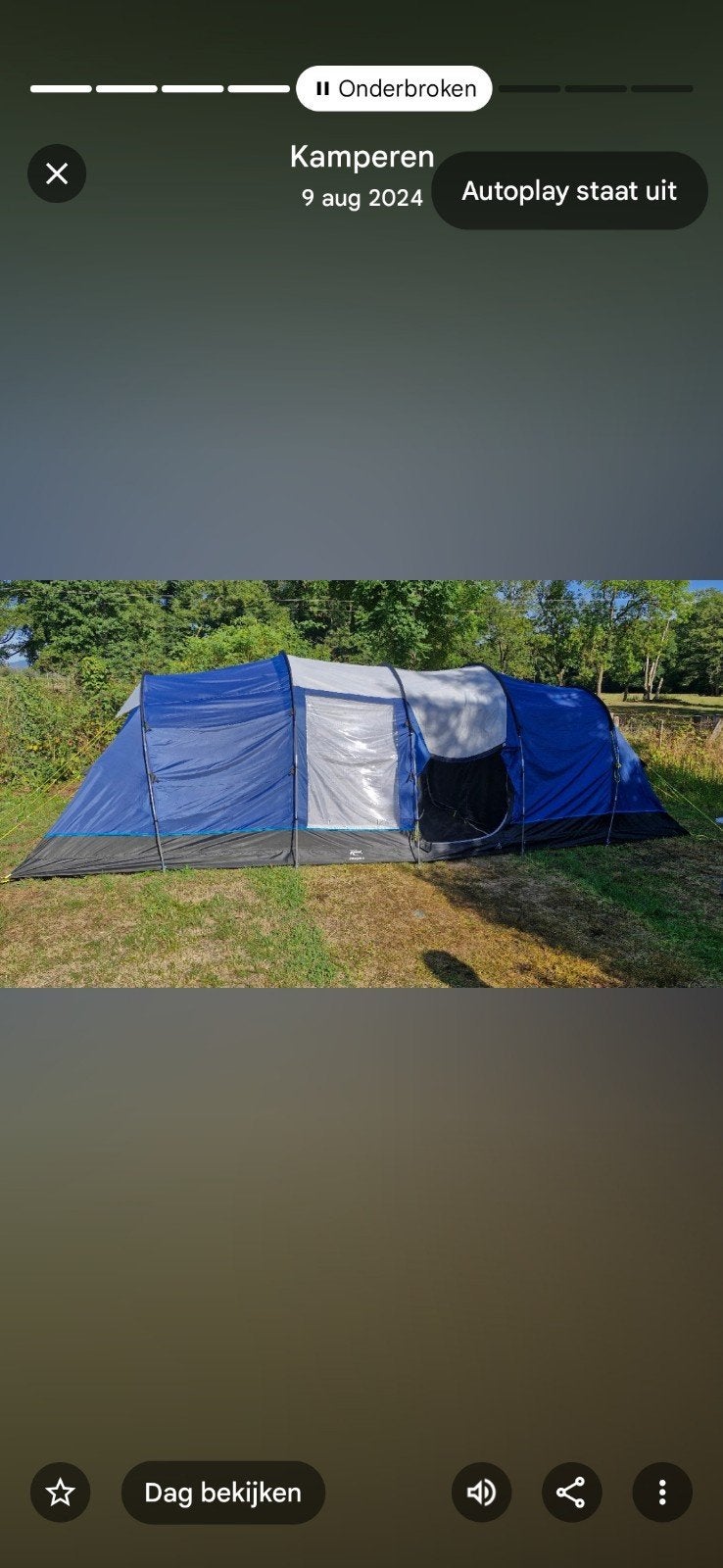 Ruime familietent met 4 slaapcabines en kampeerspullen, Caravans en Kamperen, Ophalen, Gebruikt, Meer dan 6