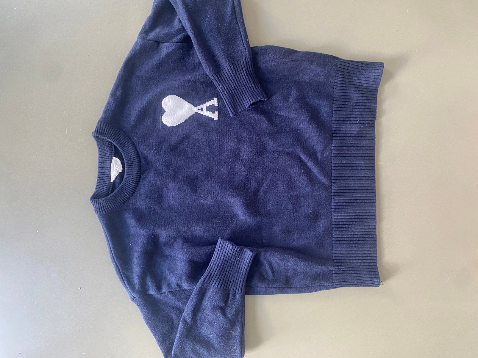Ami paris trui | Navyblauw, Verzenden, Zo goed als nieuw, Maat 48/50 (M), Blauw