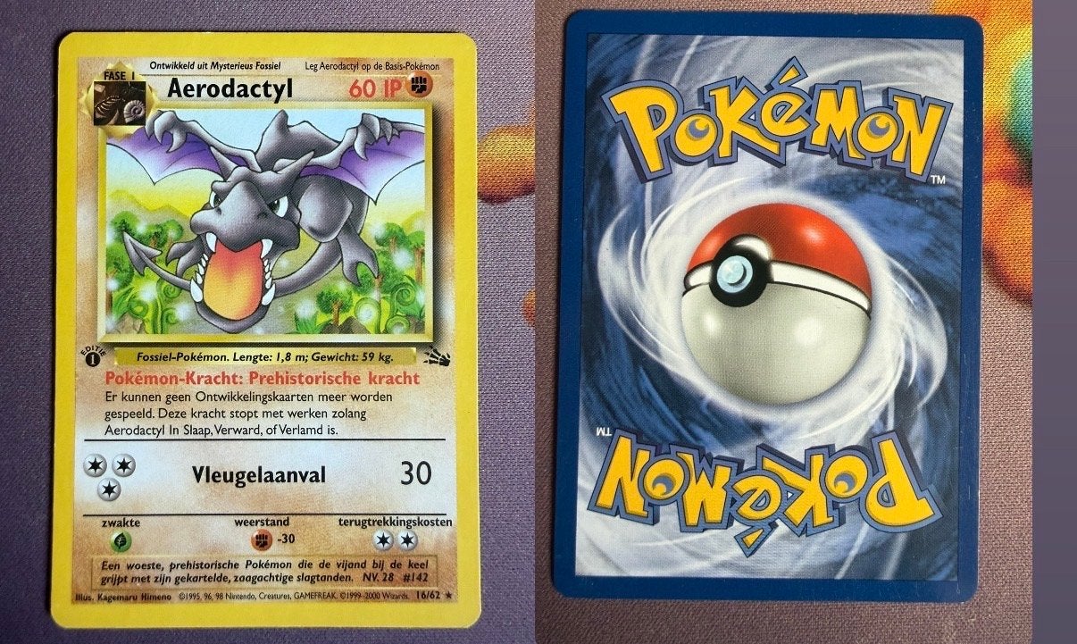 Pokémon kaart Aerodactyl (Nederlands) - Fossil Set, Ophalen of Verzenden, Gebruikt, Losse kaart