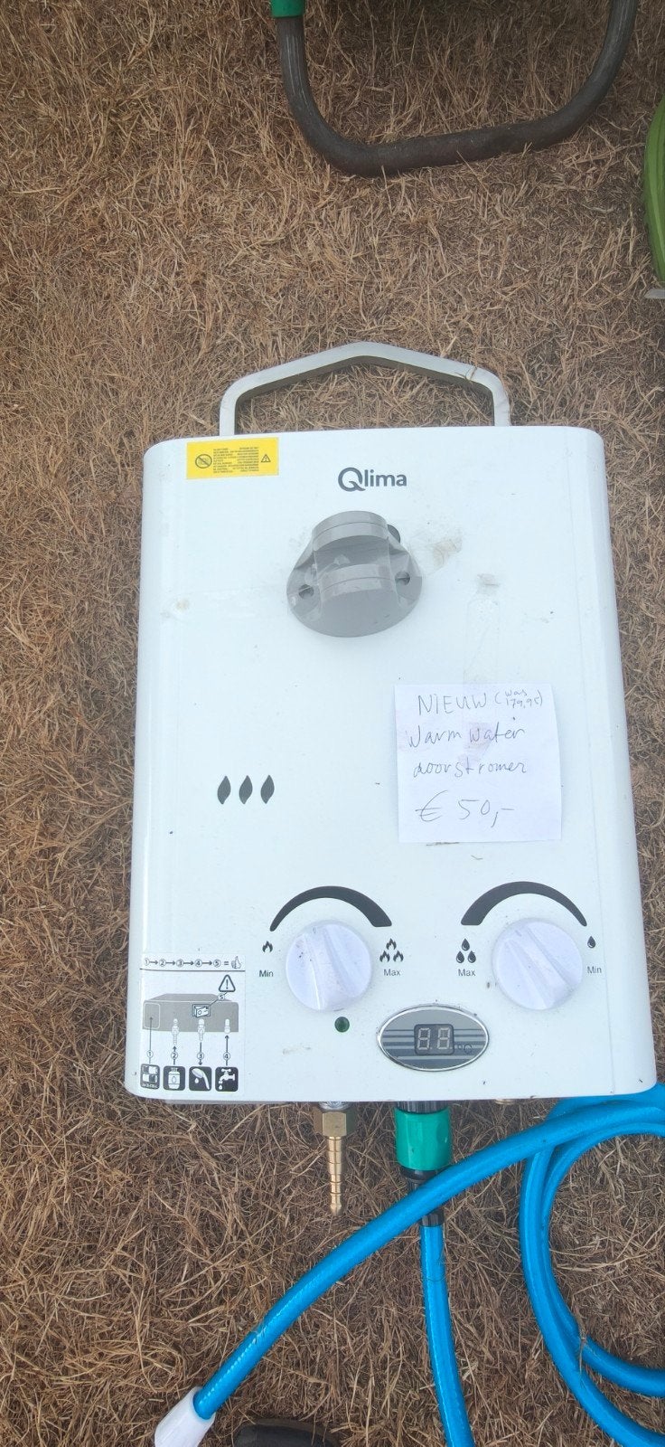 Qlima portable doorstromer gas water heater nieuw, Ophalen