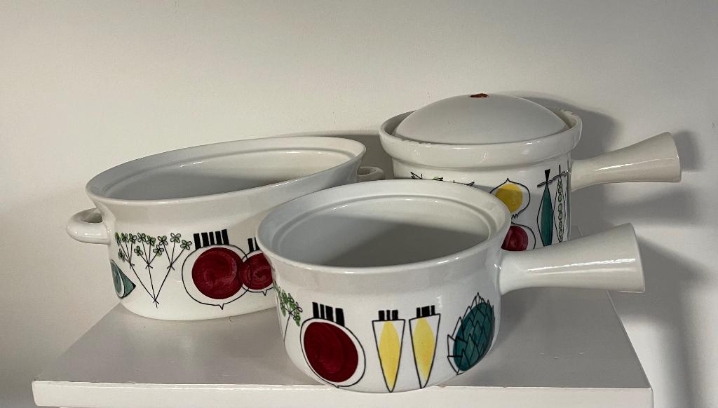 Drie Picknick Rörstrand vintage schalen Westman, Ophalen, Gebruikt, Keramiek, Schaal of Schalen
