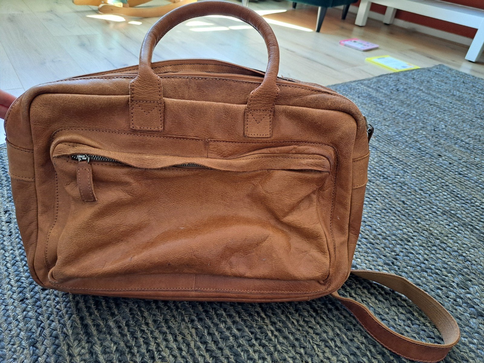 Leren Cowboysbag geschikt voor laptop, Ophalen, Zo goed als nieuw