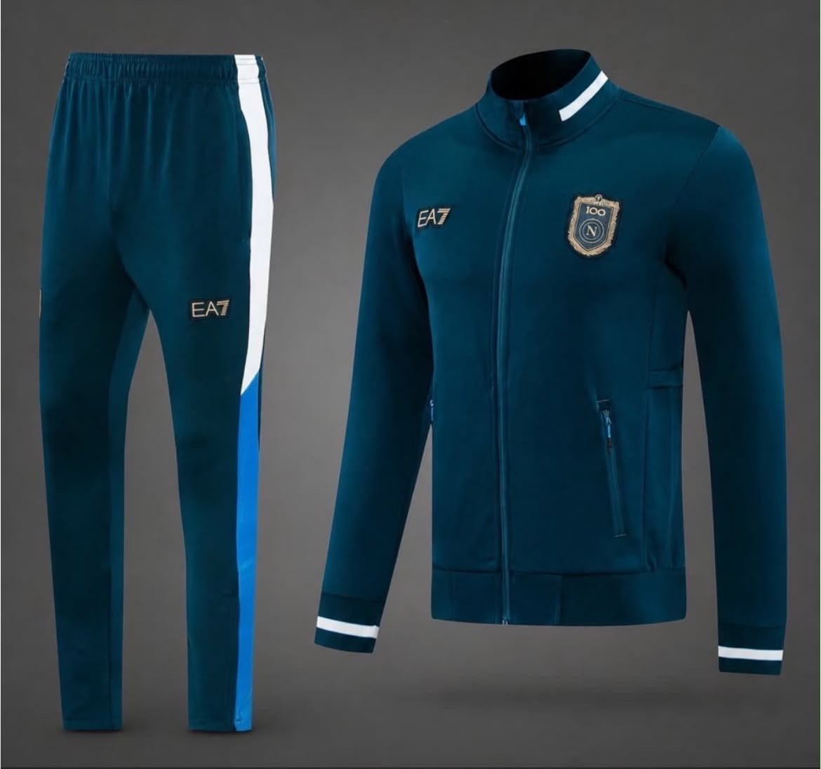 SSC Napoli EA7 Trainingspak - Donkerblauw met Witte Strepen, Kleding | Heren, Maat 52/54 (L), Nieuw, Algemeen, Verzenden