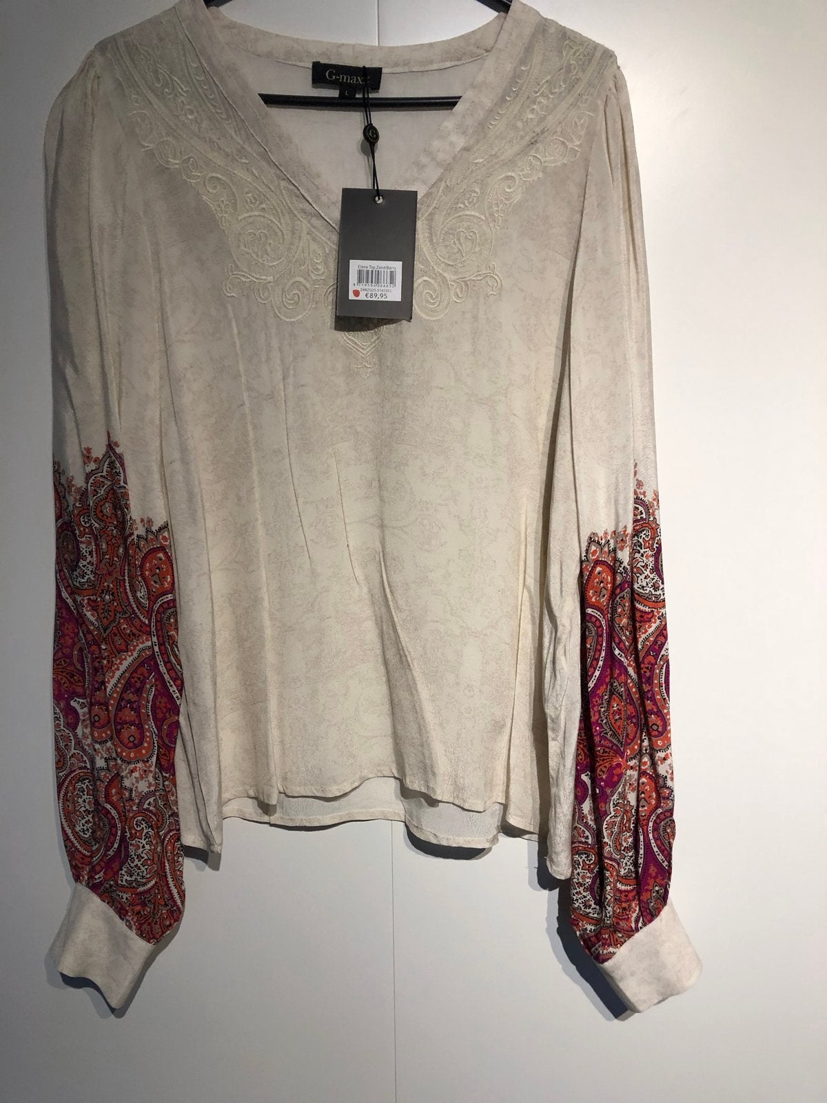 G-max blouse met paisley mouwen - Nieuw met kaartje, Kleding | Dames, Verzenden, Nieuw, Maat 38/40 (M), Beige