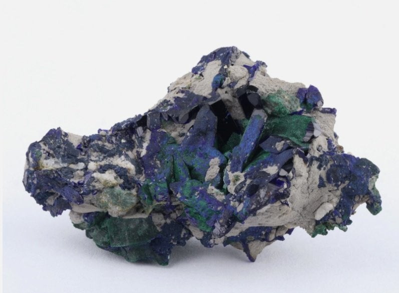 MALACHIET pseudo na AZURIET kristallen uit de Tsumeb mijn., Ophalen of Verzenden, Mineraal