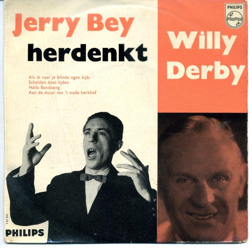 Jerry Bey herdenkt Willy Derby EP vinyl single 4 nrs 1961, Gebruikt, Fotohoes, 7 inch, Ophalen of Verzenden