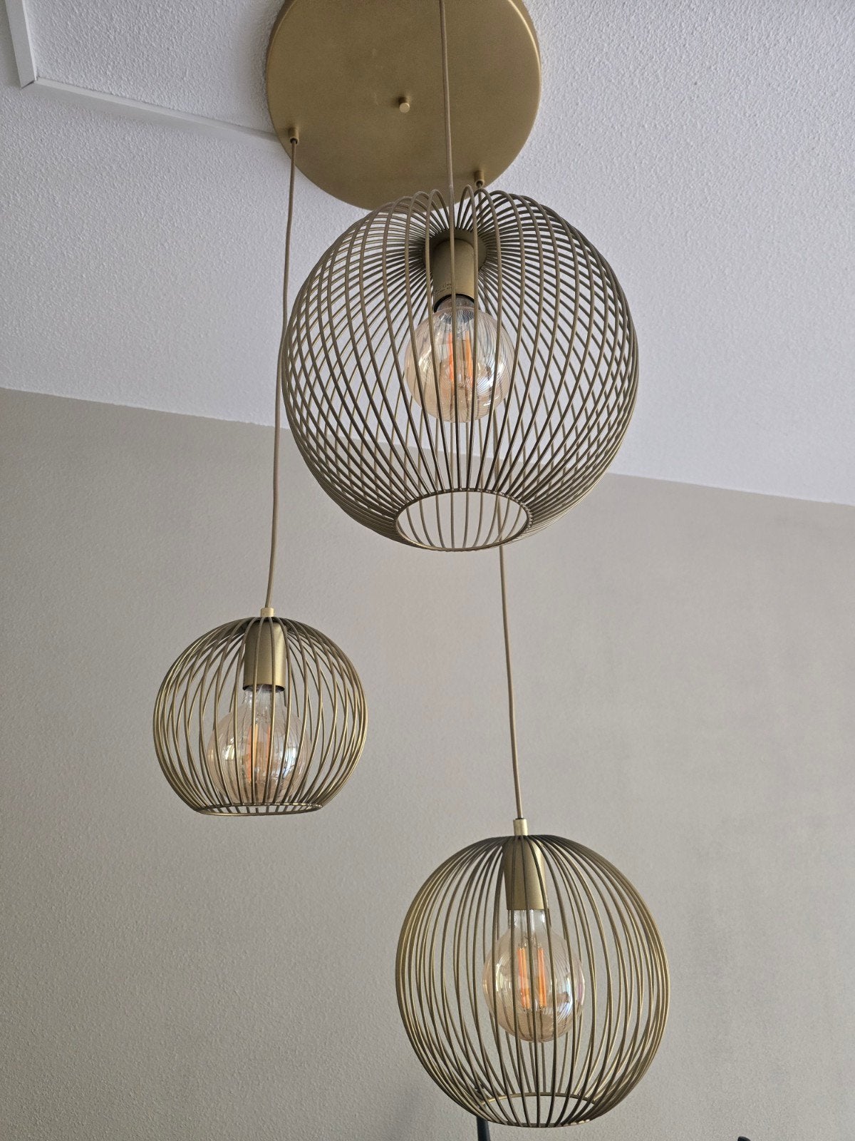 Stijlvolle Plafondlamp met 3 Smart Lichtpunten - Goud/Brons, Ophalen, Modern, Dimbaar, E27 (groot)