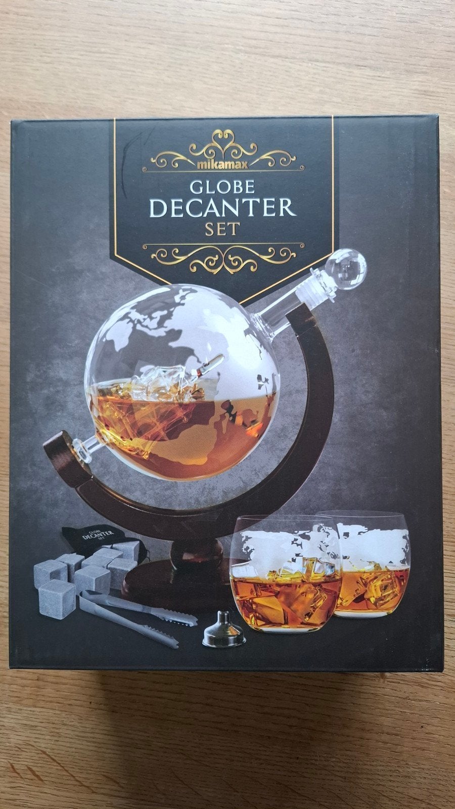 Mikamax Globe Decanter Set - Whisky Karaf met Glazen, Nieuw, Ophalen of Verzenden, Meerkleurig, Overige merken