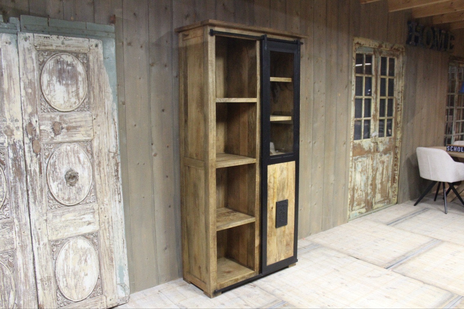 Industriele Wandkast van Mango Hout Direct Leverbaar!, Huis en Inrichting, Nieuw, Ophalen of Verzenden, Minder dan 150 cm, 150 tot 200 cm