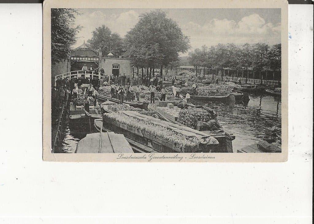 Loosduinen Loosduinsche Groenteveiling met schuiten, Ophalen of Verzenden, 1920 tot 1940, Ongelopen, Zuid-Holland