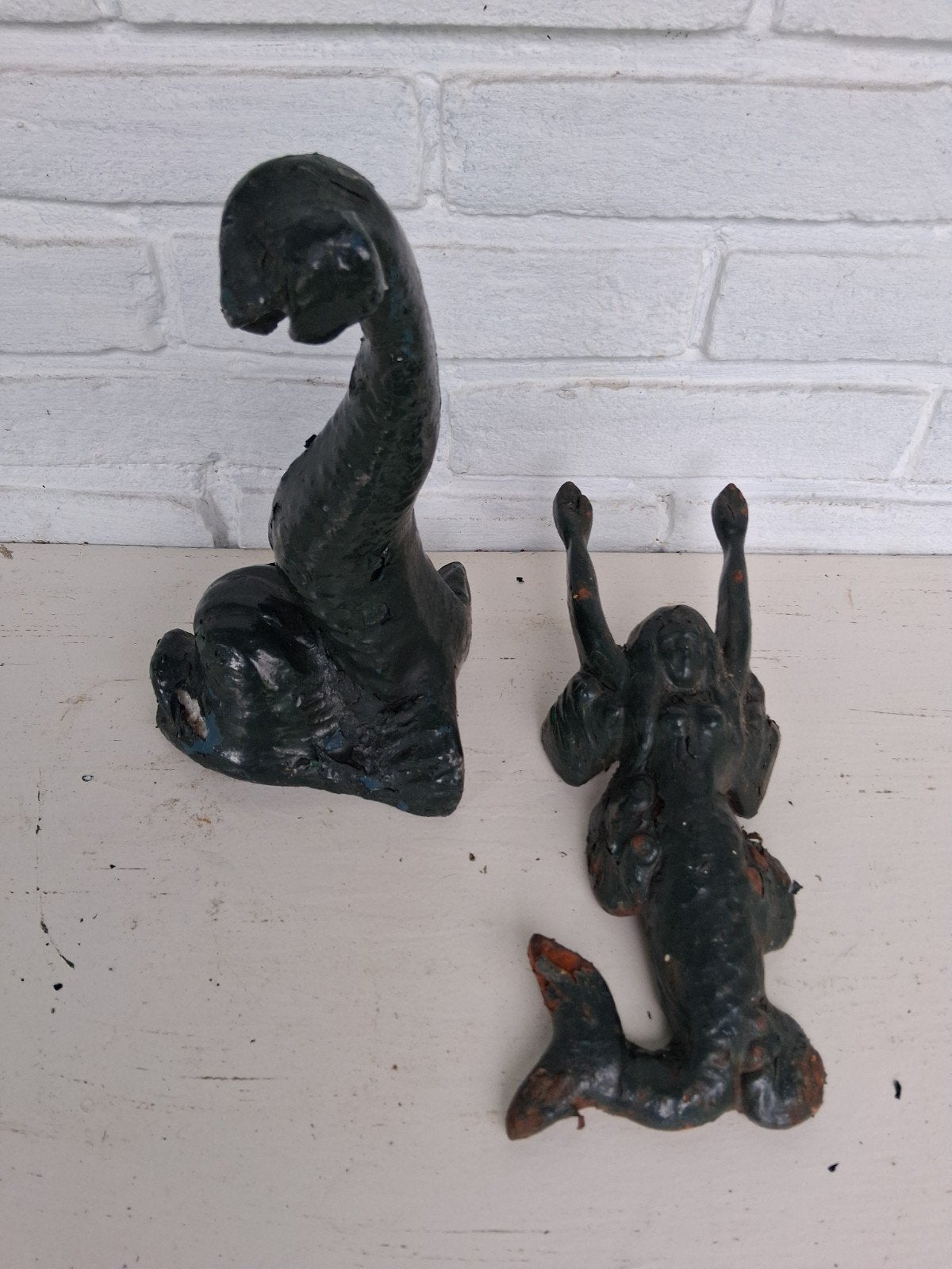 Vintage gietijzeren deurstoppers  vis en zeemeermin, Ophalen
