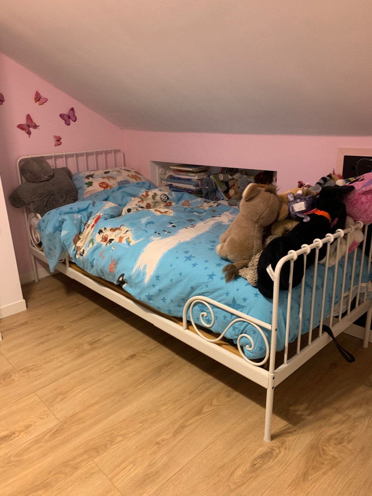 uitschuif bed met verstelbare lattenbodem, Ophalen, Eenpersoons, Wit, Klassiek, Uitschuifbaar