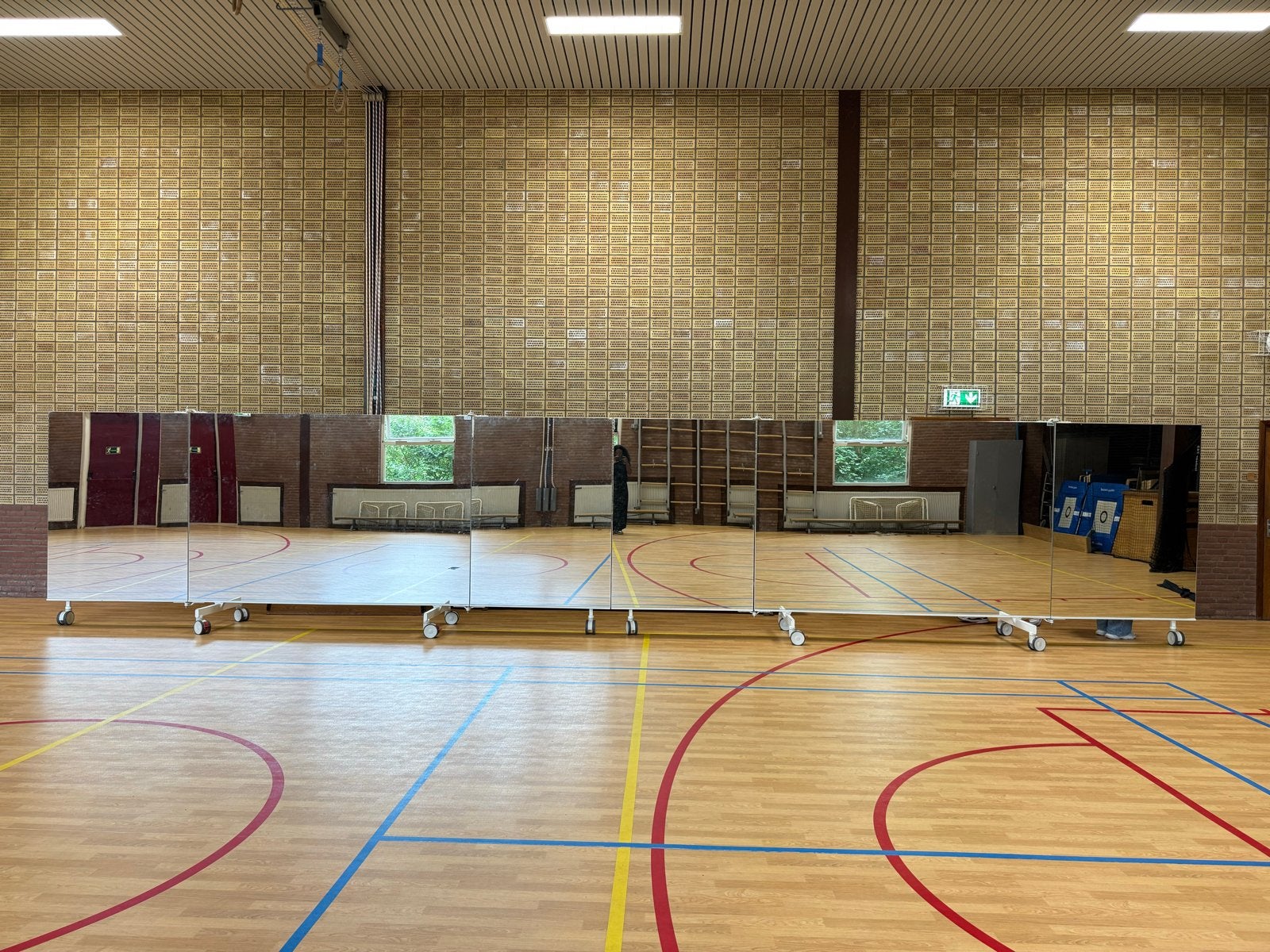 2 x 5 m Verrijdbare inklapbare spiegelwand FOSK Mirrors, Sport en Fitness, Ophalen, Gebruikt, Overige typen