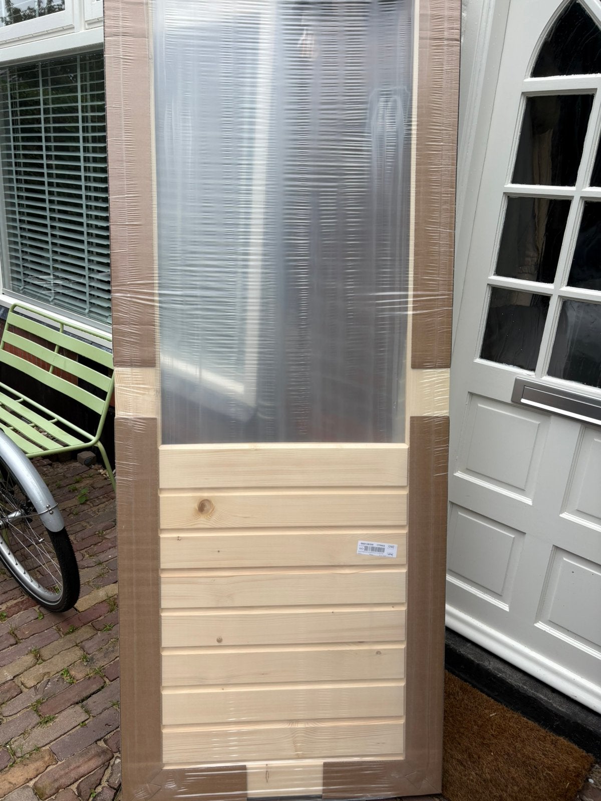 Achterdeur, Doe-het-zelf en Verbouw, Deuren en Horren, Ophalen, 80 tot 100 cm, 200 tot 215 cm, Hout