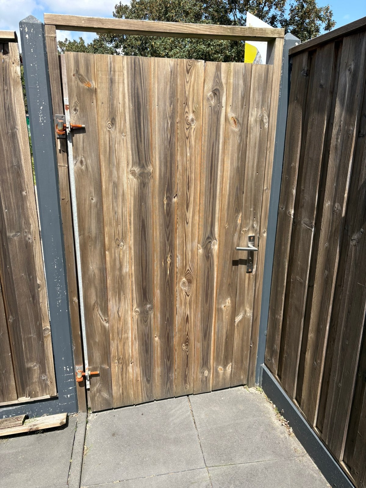 Schutting deur hout incl slot compleet 100x188cm, Ophalen, 1 tot 2 meter, Minder dan 3 meter, Zo goed als nieuw
