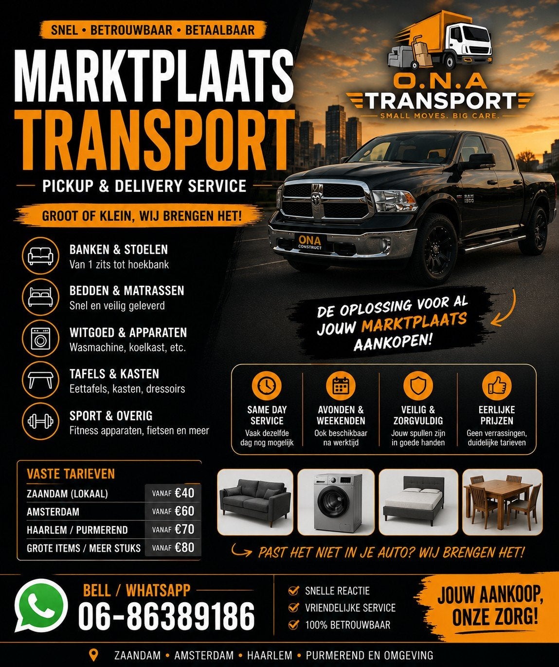 🚚 Furniture,Marketplace, IKEA & Building Material Transport, Diensten en Vakmensen, Koeriers, Chauffeurs en Taxi's
